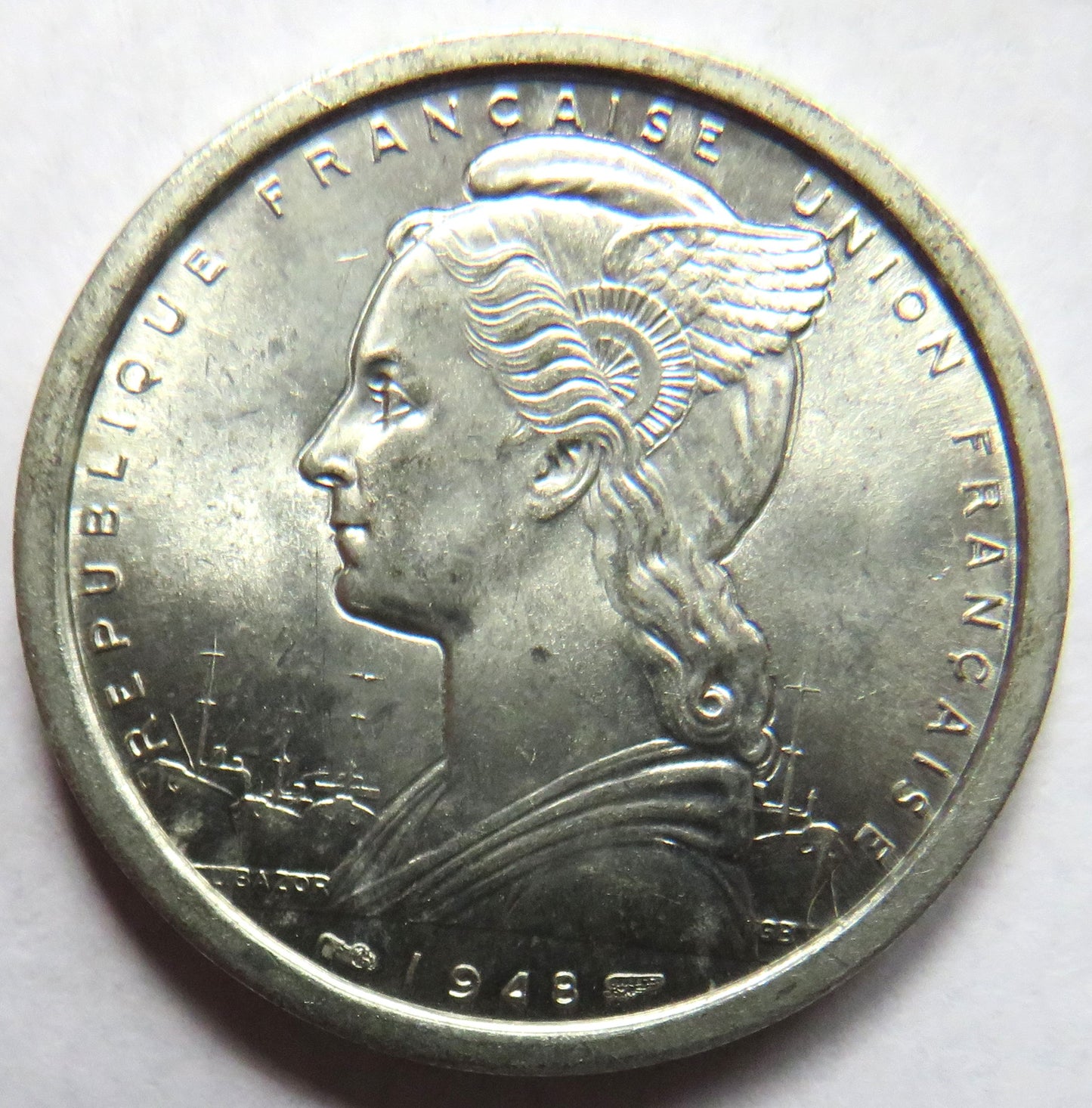 1948 Madagascar 2 Francs Coin Unc