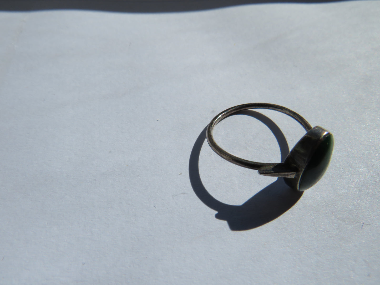 Vintage Ladies Sterling Silver & Malachite Stone Ring - UK Size O & 1/2