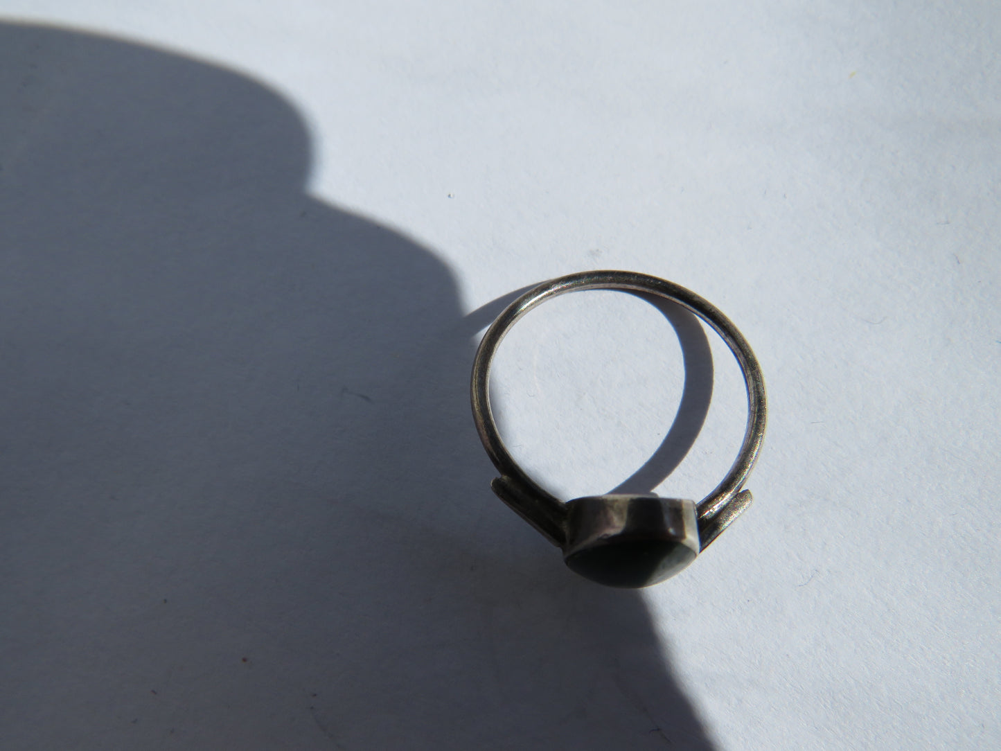Vintage Ladies Sterling Silver & Malachite Stone Ring - UK Size O & 1/2