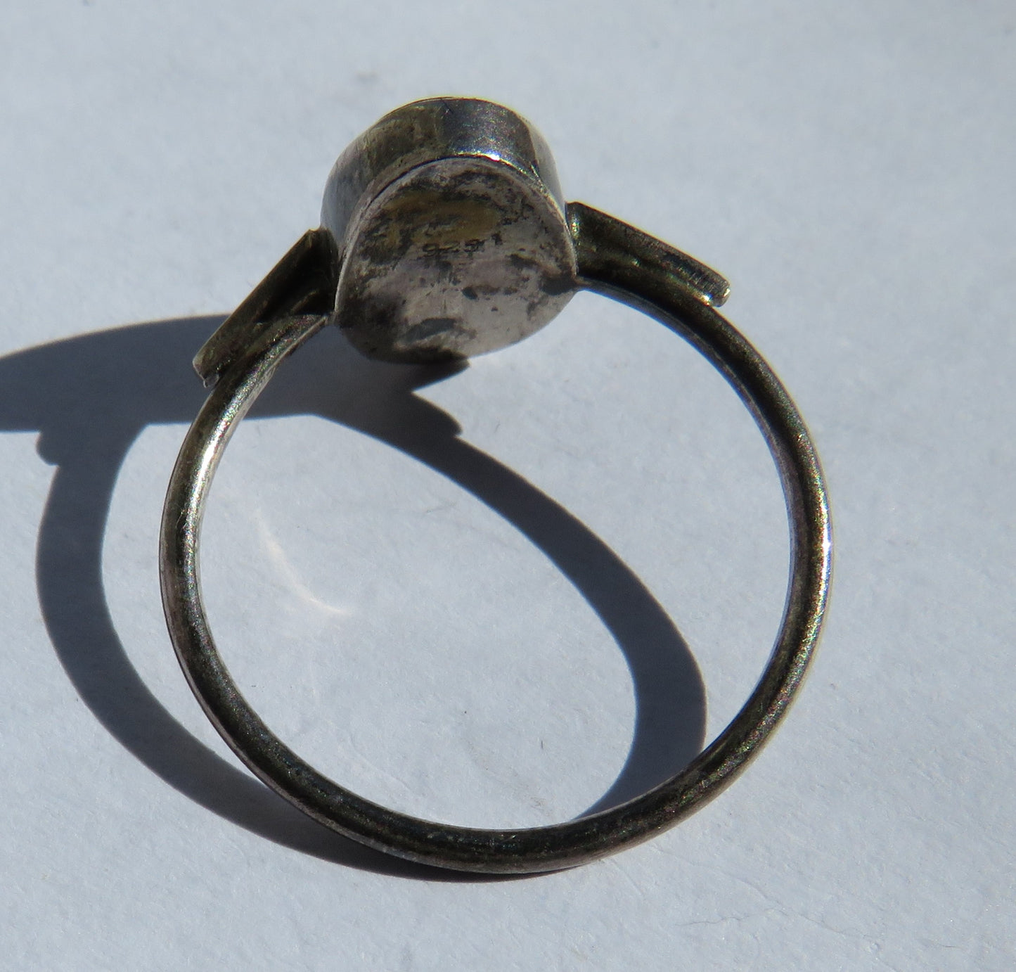 Vintage Ladies Sterling Silver & Malachite Stone Ring - UK Size O & 1/2