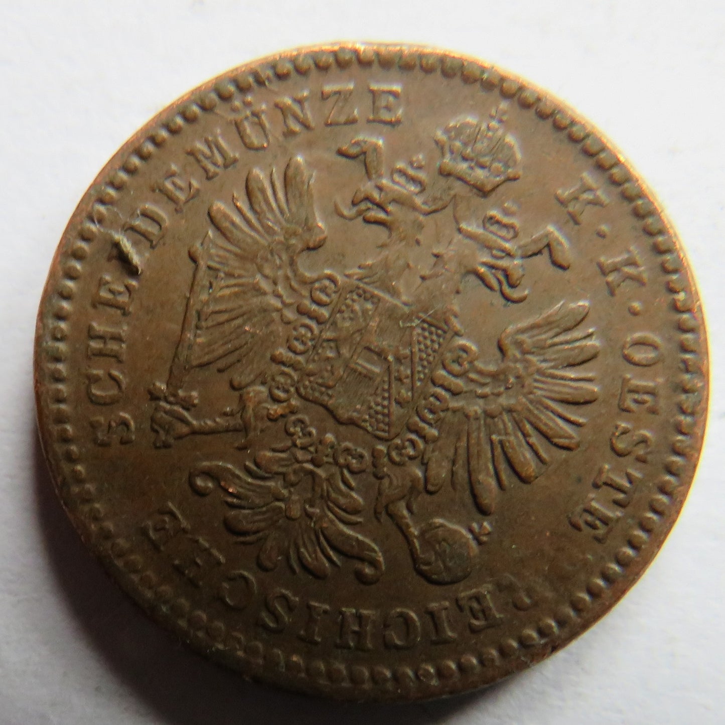 1858-V Austria One Kreuzer Coin Scarce Date