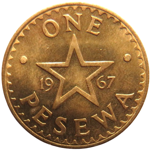 1967 Ghana One Pesewa Coin Unc