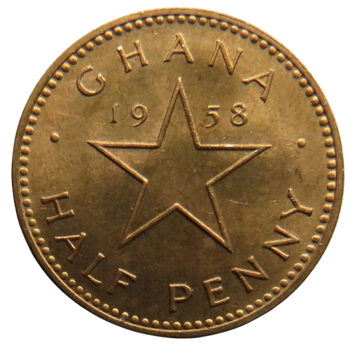 1958 Ghana Half Pesewa Coin Unc