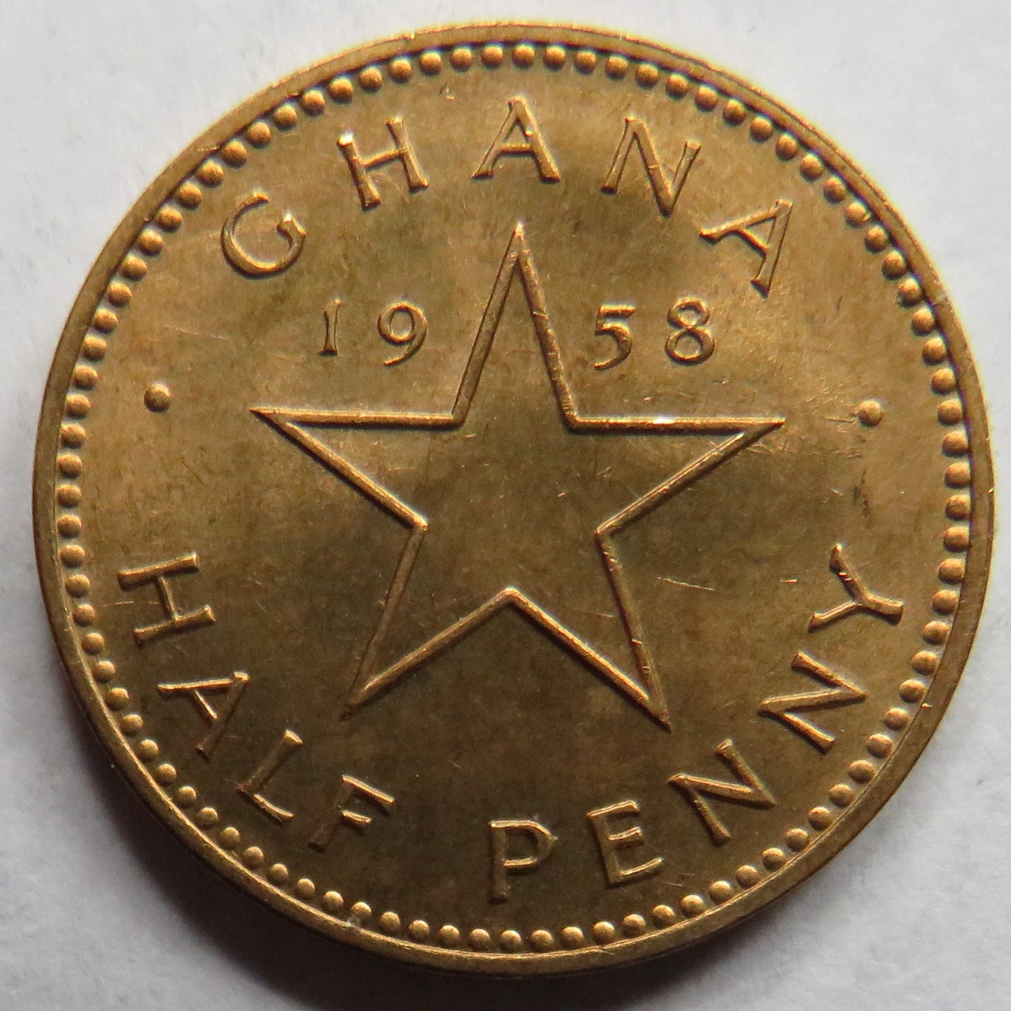 1958 Ghana Half Pesewa Coin Unc