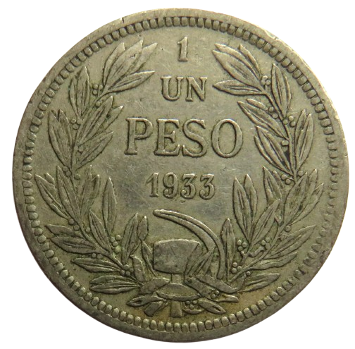 1933 Chile One Peso Coin