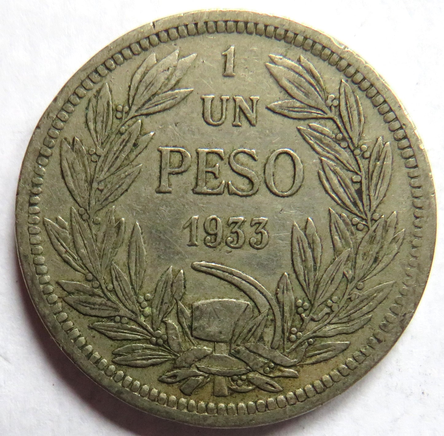 1933 Chile One Peso Coin