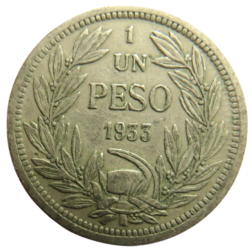 1933 Chile One Peso Coin