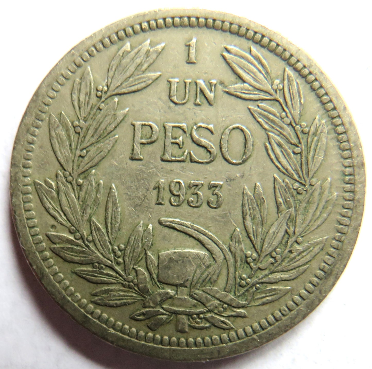 1933 Chile One Peso Coin