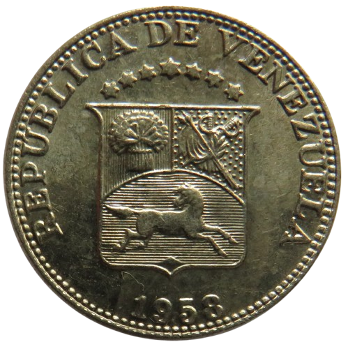 1958 Venezuela 12 & 1/2 Centimos Coin