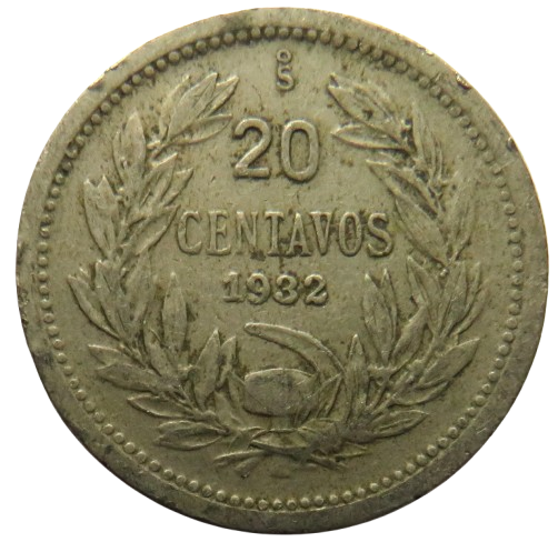 1932 Chile 20 Centavos Coin