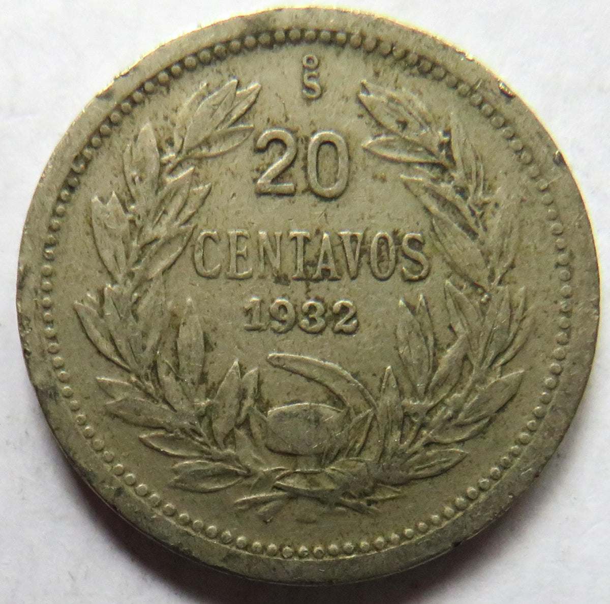 1932 Chile 20 Centavos Coin image 2