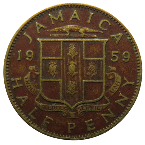 1959 Queen Elizabeth II Jamaica Half Penny Coin