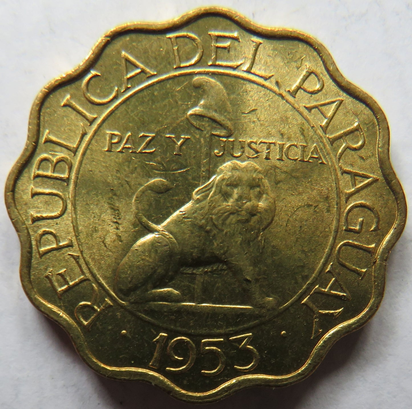 1953 Paraguay 25 Centimos Coin