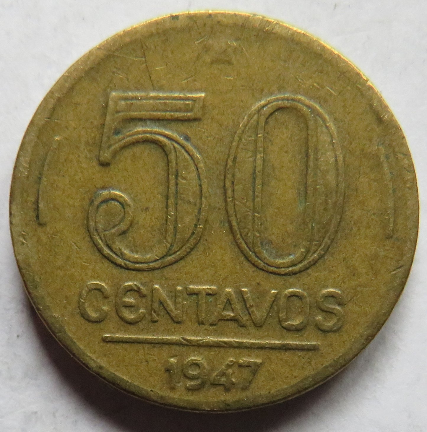 1947 Brazil 50 Centavos Coin