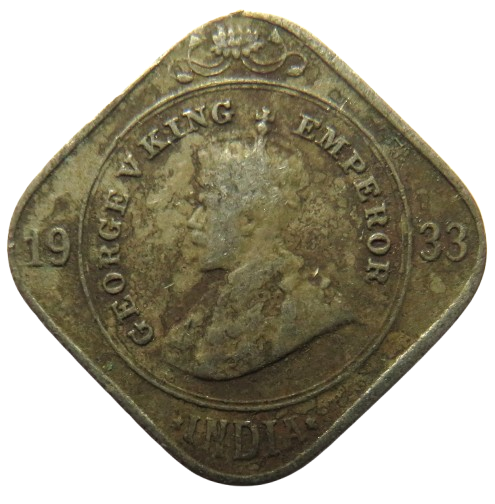 1933 King George V India 2 Annas Coin