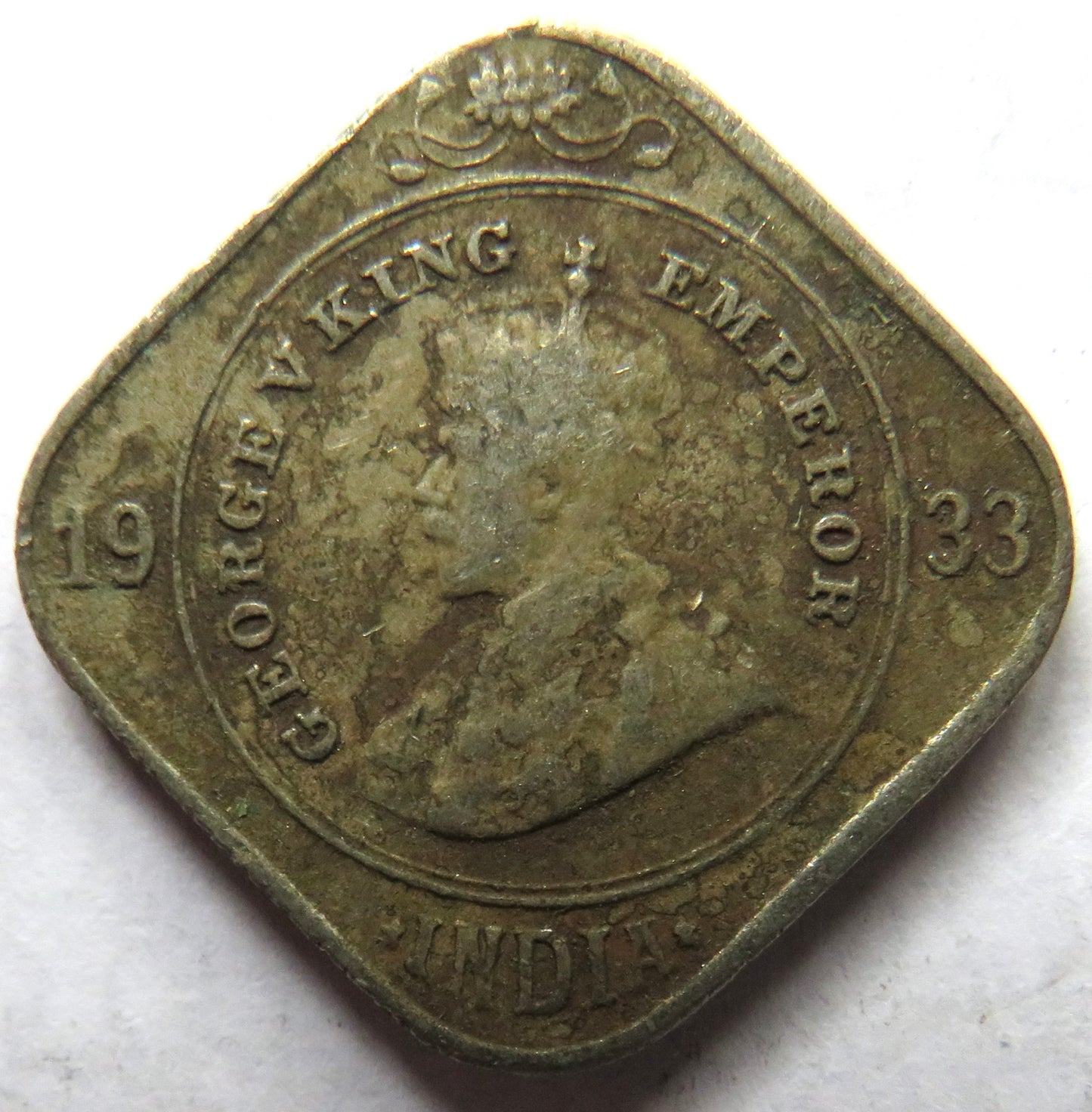1933 King George V India 2 Annas Coin