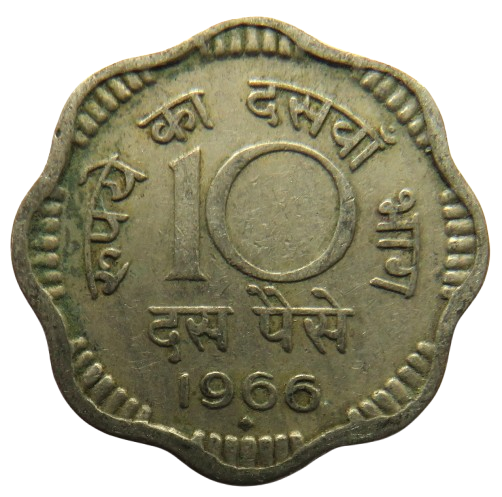 1966 India 10 Paise Coin