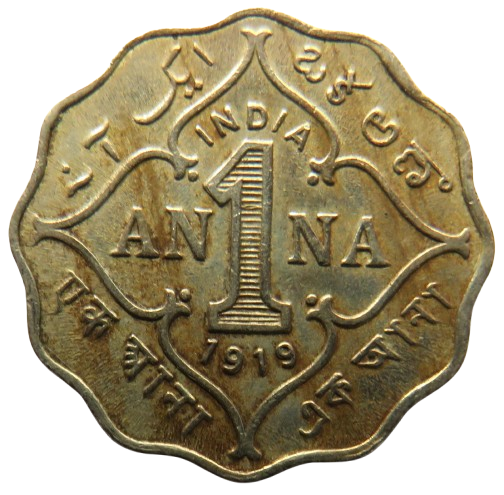 1919 King George V India One Anna Coin
