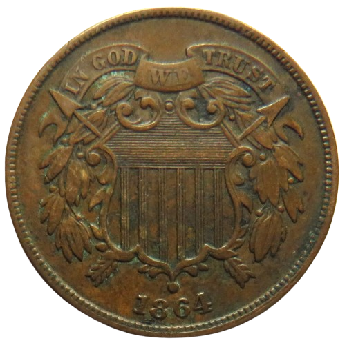 1864 USA Shield 2 Cents Coin