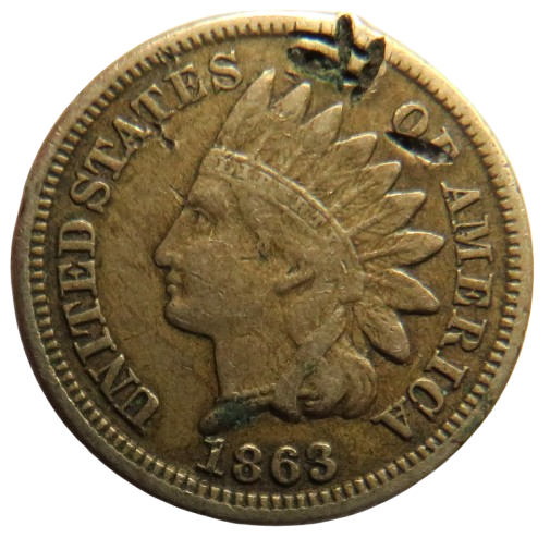 1863 USA Indian Head One Cent Coin