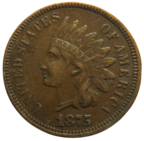 1875 USA Indian Head One Cent Coin