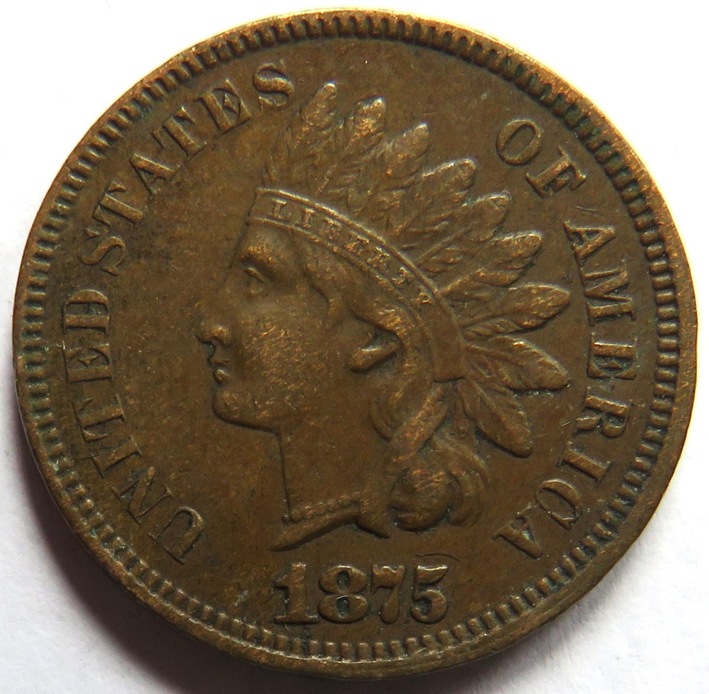 1875 USA Indian Head One Cent Coin