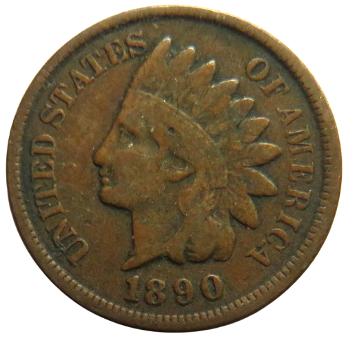 1890 USA Indian Head One Cent Coin