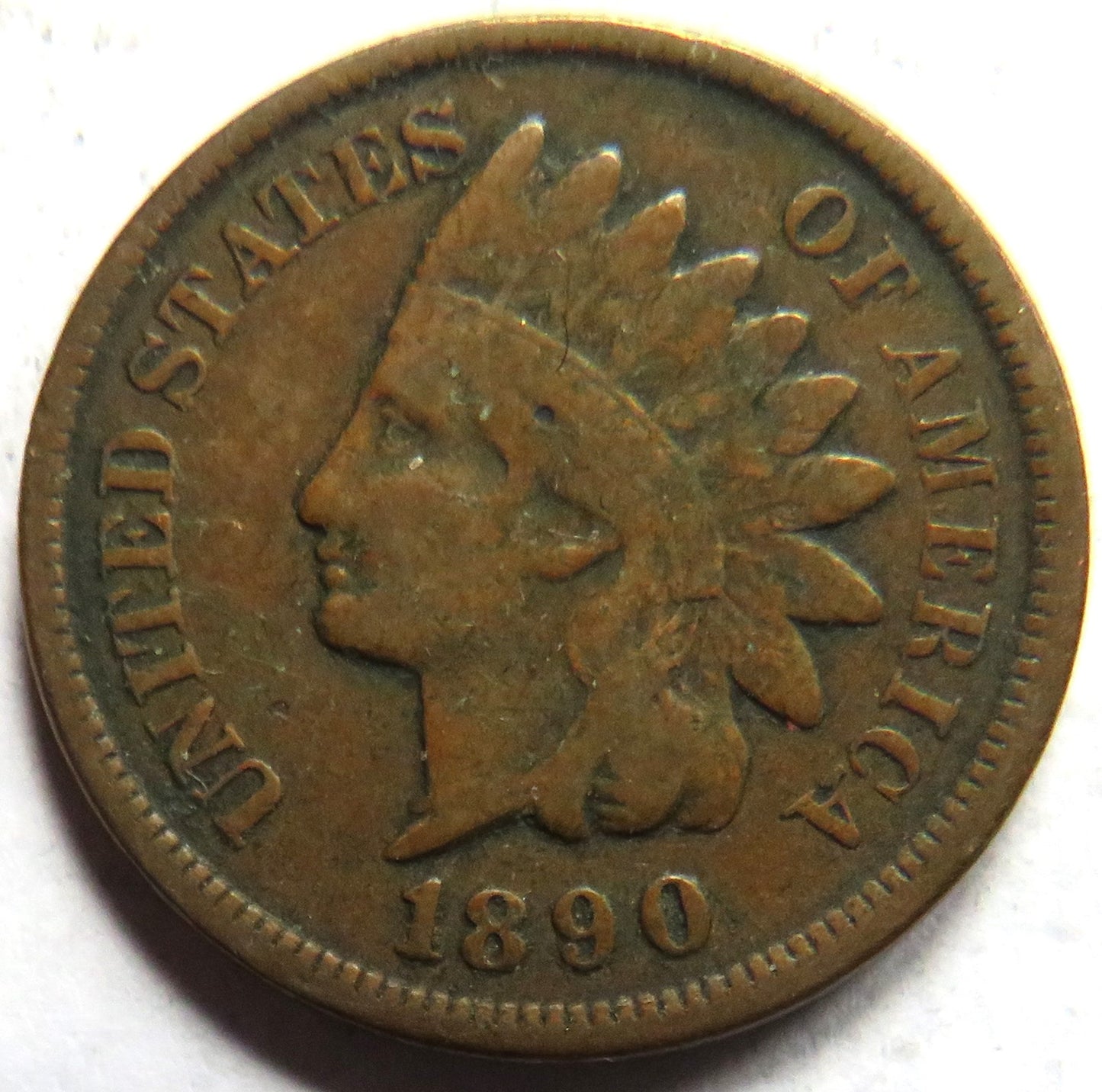 1890 USA Indian Head One Cent Coin