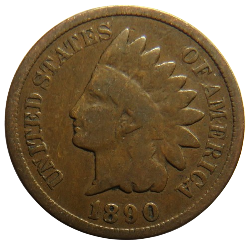1890 USA Indian Head One Cent Coin