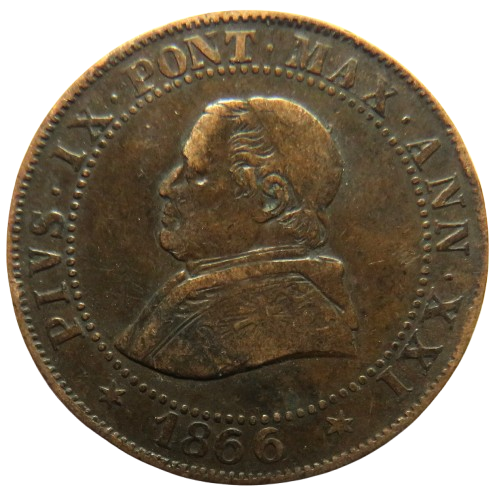 1866 Papal States 1 Soldo Coin