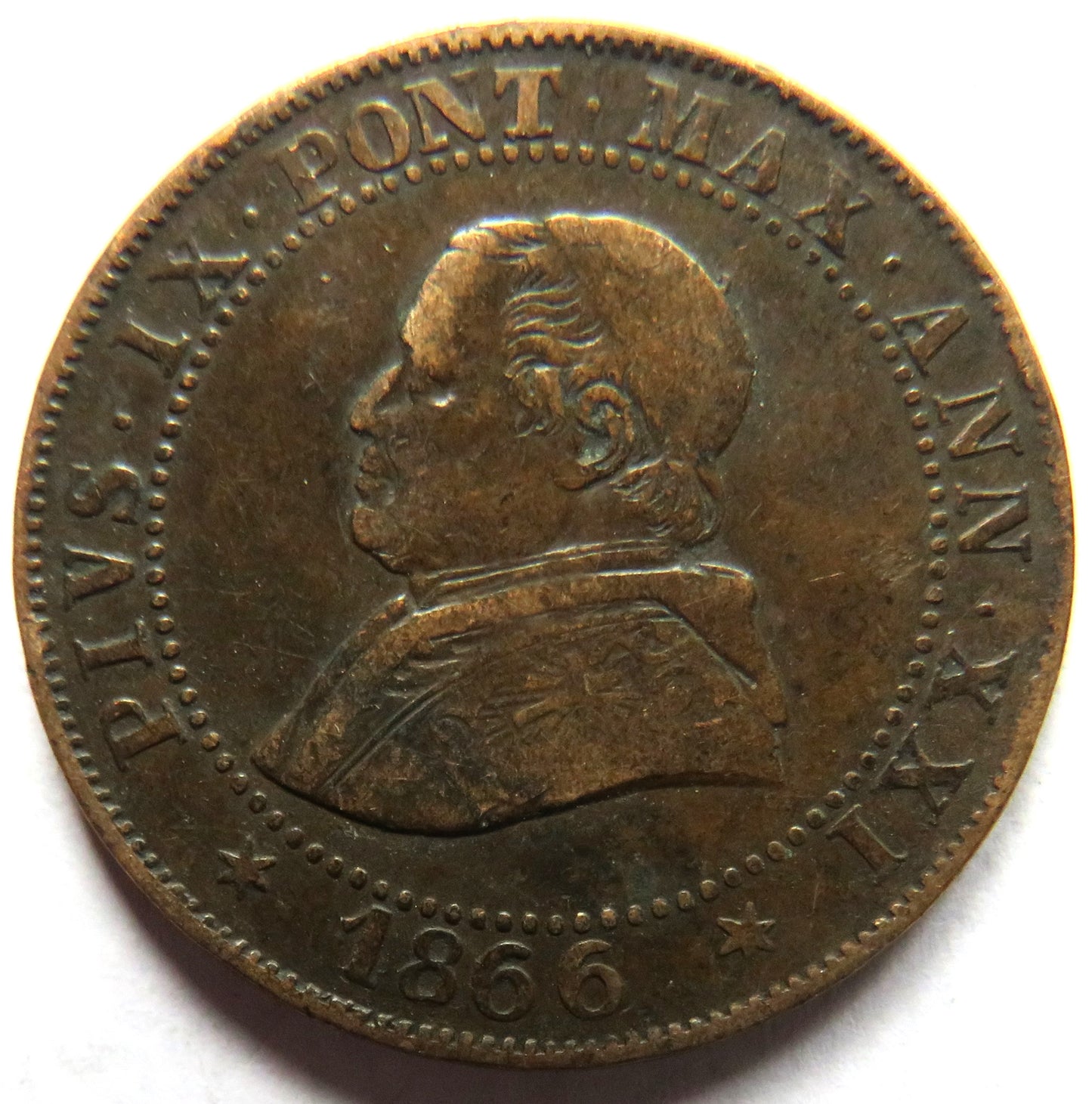 1866 Papal States 1 Soldo Coin