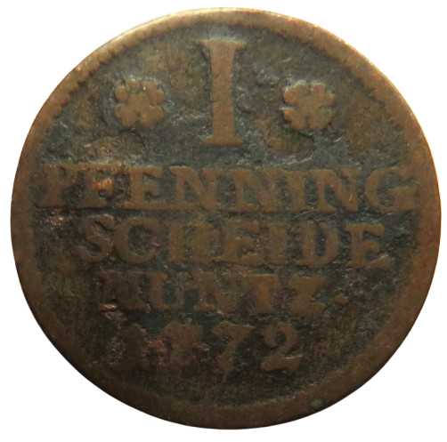 1772 German States Principality of Brunswick-Wolfenbüttel 1 Pfennig Coin