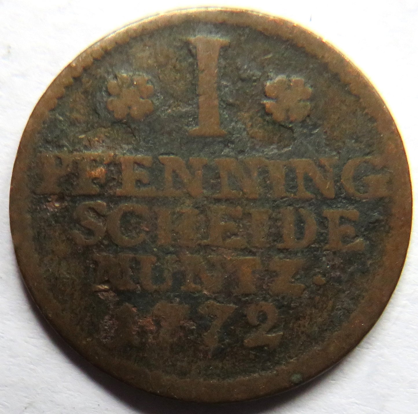 1772 German States Principality of Brunswick-Wolfenbüttel 1 Pfennig Coin