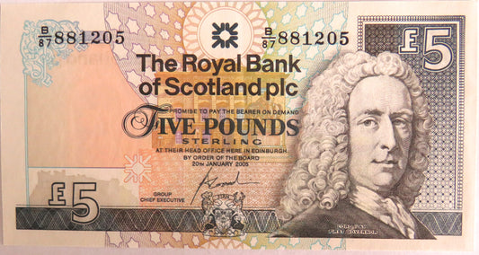 2005 The Royal Bank of Scotland £5 Five Pound Banknote