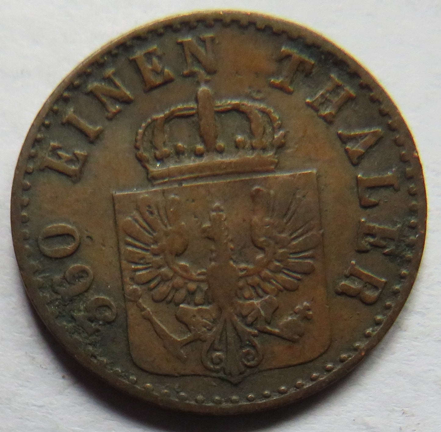 1849-A German States Prussia One Pfennig Coin