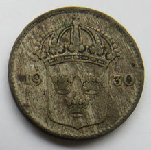 Load image into Gallery viewer, 1930 Sweden Silver 10 Ore Coin
