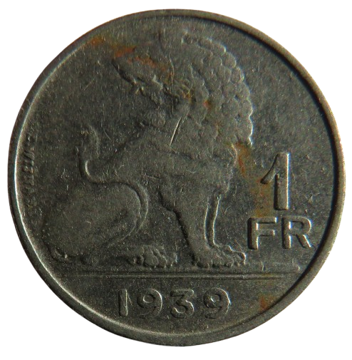 1939 Belgium One Franc Coin