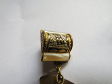 Load image into Gallery viewer, Vintage Pair of Cufflinks Damascene Gold, Black &amp; Mother of Pearl
