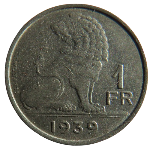 1939 Belgium One Franc Coin