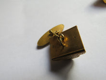 Load image into Gallery viewer, Vintage Pair of Cufflinks Damascene Gold, Black &amp; Mother of Pearl
