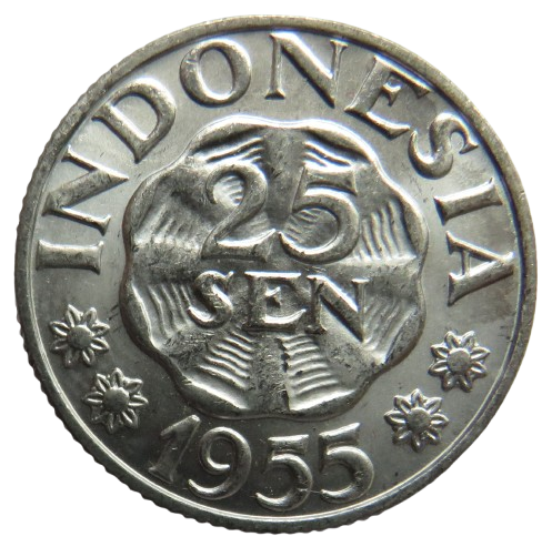 1955 Indonesia 25 Sen Coin