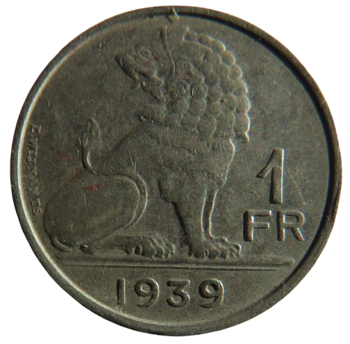 1939 Belgium One Franc Coin
