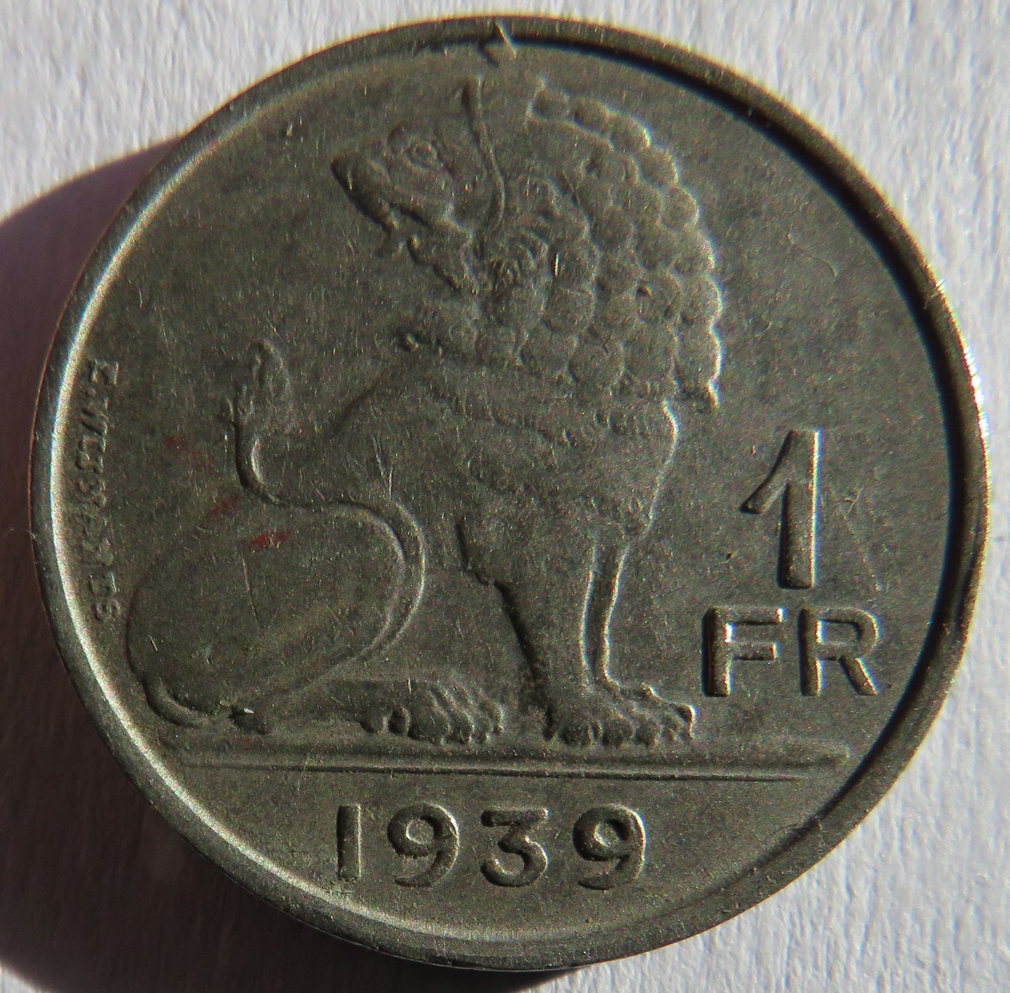 1939 Belgium One Franc Coin