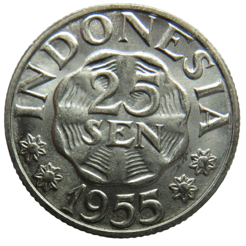 1955 Indonesia 25 Sen Coin