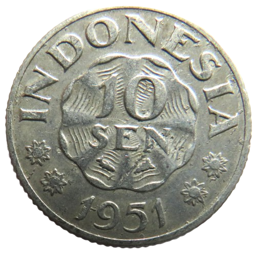 1951 Indonesia 10 Sen Coin