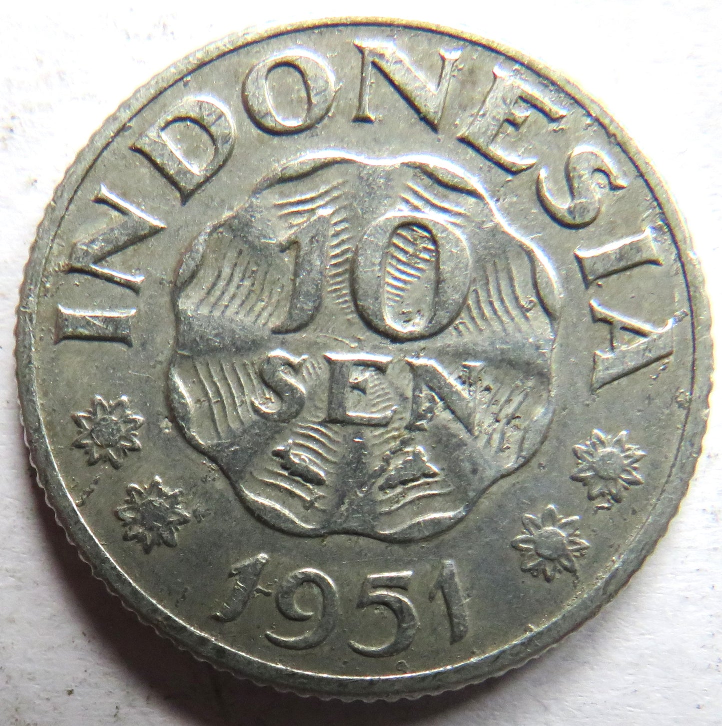1951 Indonesia 10 Sen Coin