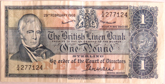1968 The British Linen Bank £1 One Pound Banknote