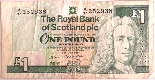 1989 The Royal Bank of Scotland £1 Banknote