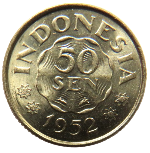 1952 Indonesia 50 Sen Coin