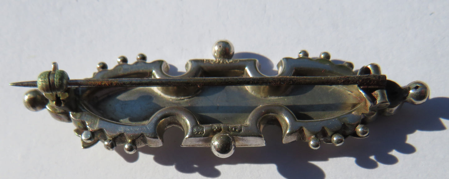 Antique Victorian Sterling Silver "Mizpah" Floral Brooch Hallmarked Birmingham 1897